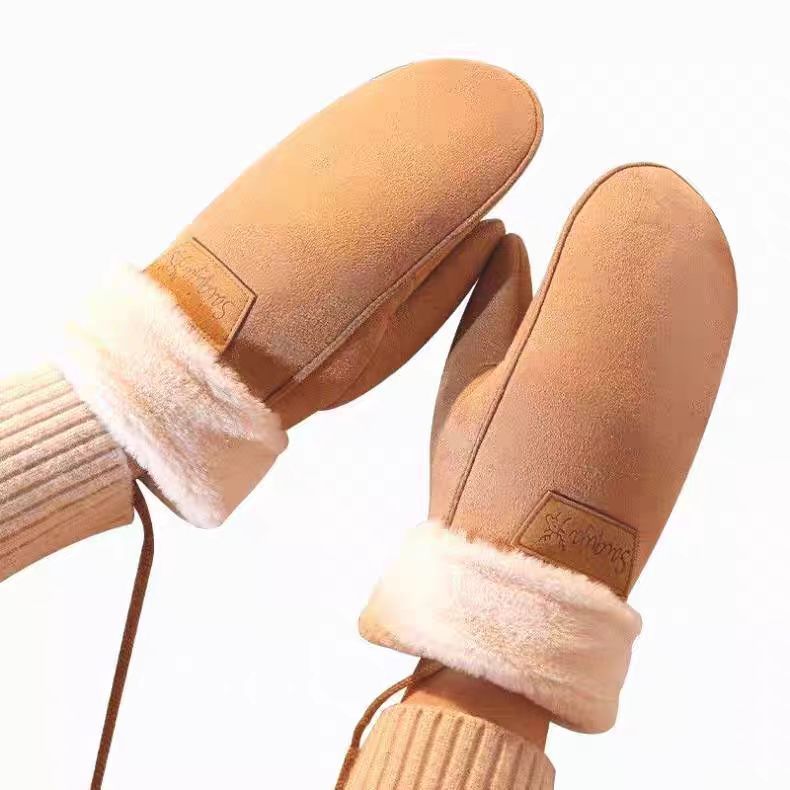 Sherpa Fleece Winter Gloves With Touchscreen Fingerless For Women Cold Weather