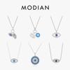 MODIAN 925 Sterling Silver Sexy Eyelash The Hand of Fatima Turquoise Pendant Lucky Blue Eye Necklace For Women Fine Jewelry Gift