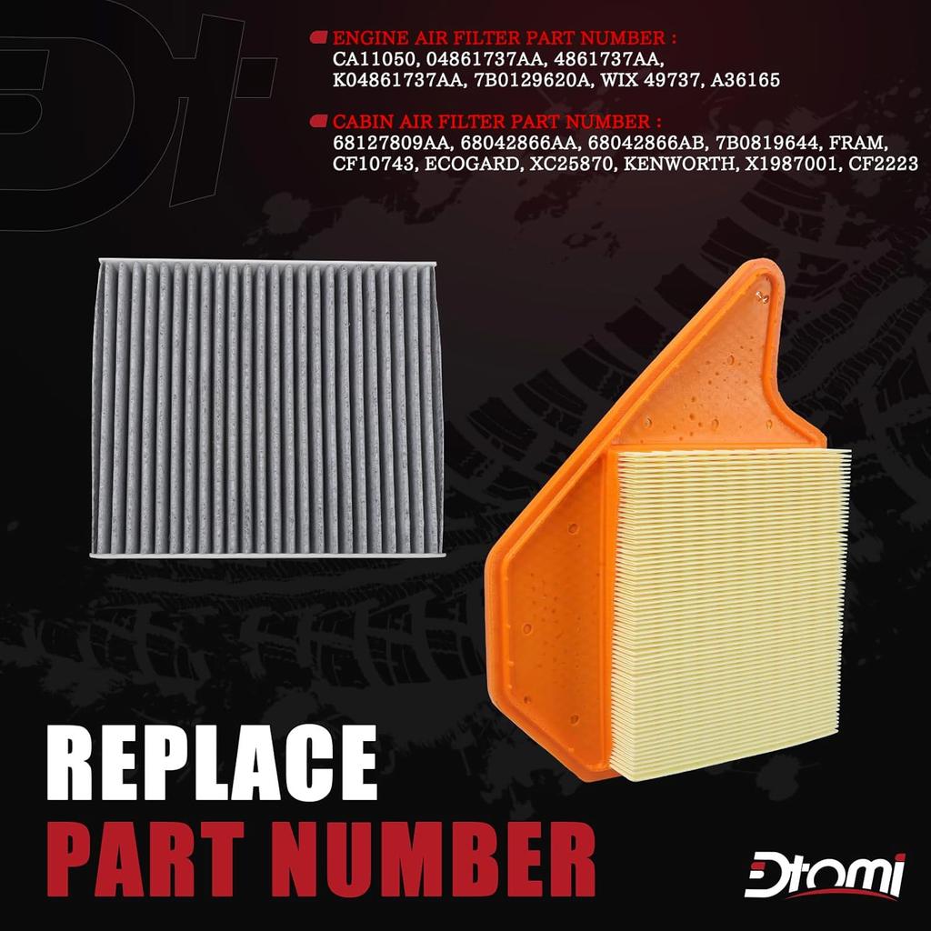 Engine And Cabin Air Filter Compatible With Chrysler Dodge Volkswagen Vehicle Town & Country 2011-2016, Grand Caravan 2011-, C/V 2012-2015,