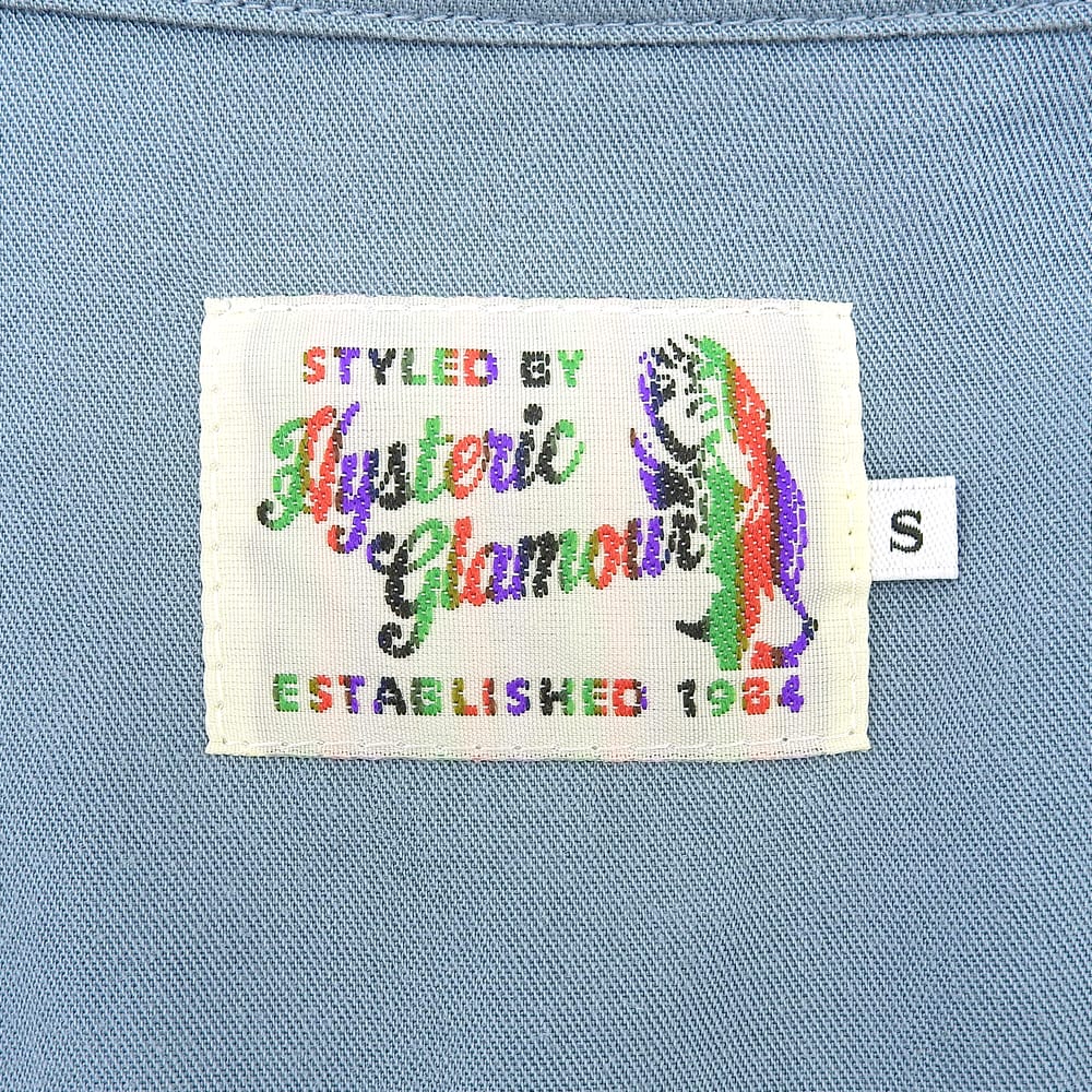 HYSTERIC GLAMOUR ENDLESS NIGHT Embroidered Bowling Shirt, Men's, Blue, Size S, 20 Stainless Steel Tops S BlueUsed