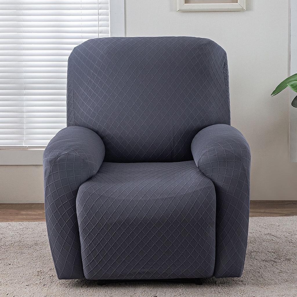 Twill Grid Elastic Recliner Cover Single Sofa Cover All-Inclusive Rocking Chair Cover Protective Cover Thickened Leisure Chair Cover