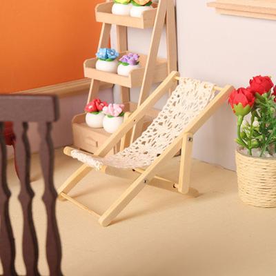 Dollhouse Furniture High Simulation Dollhouse Craft Dollhouse Beach Wooden Lounge Chair Dollhouse Accessories