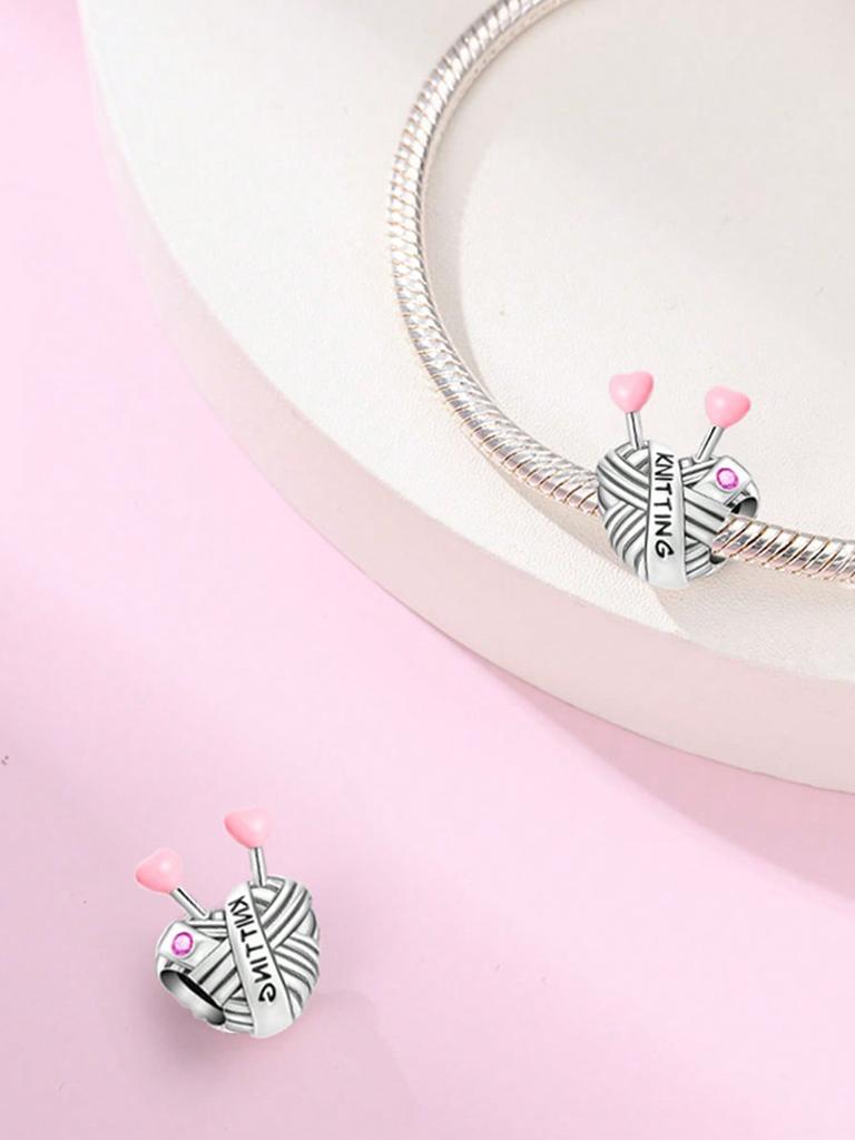 Charms Silber Rosa Schleife Herz Wecker Perlen Charm Kupferbeschichtet Passend für Charms Original Armband Zum Schmuck basteln DIY Charm