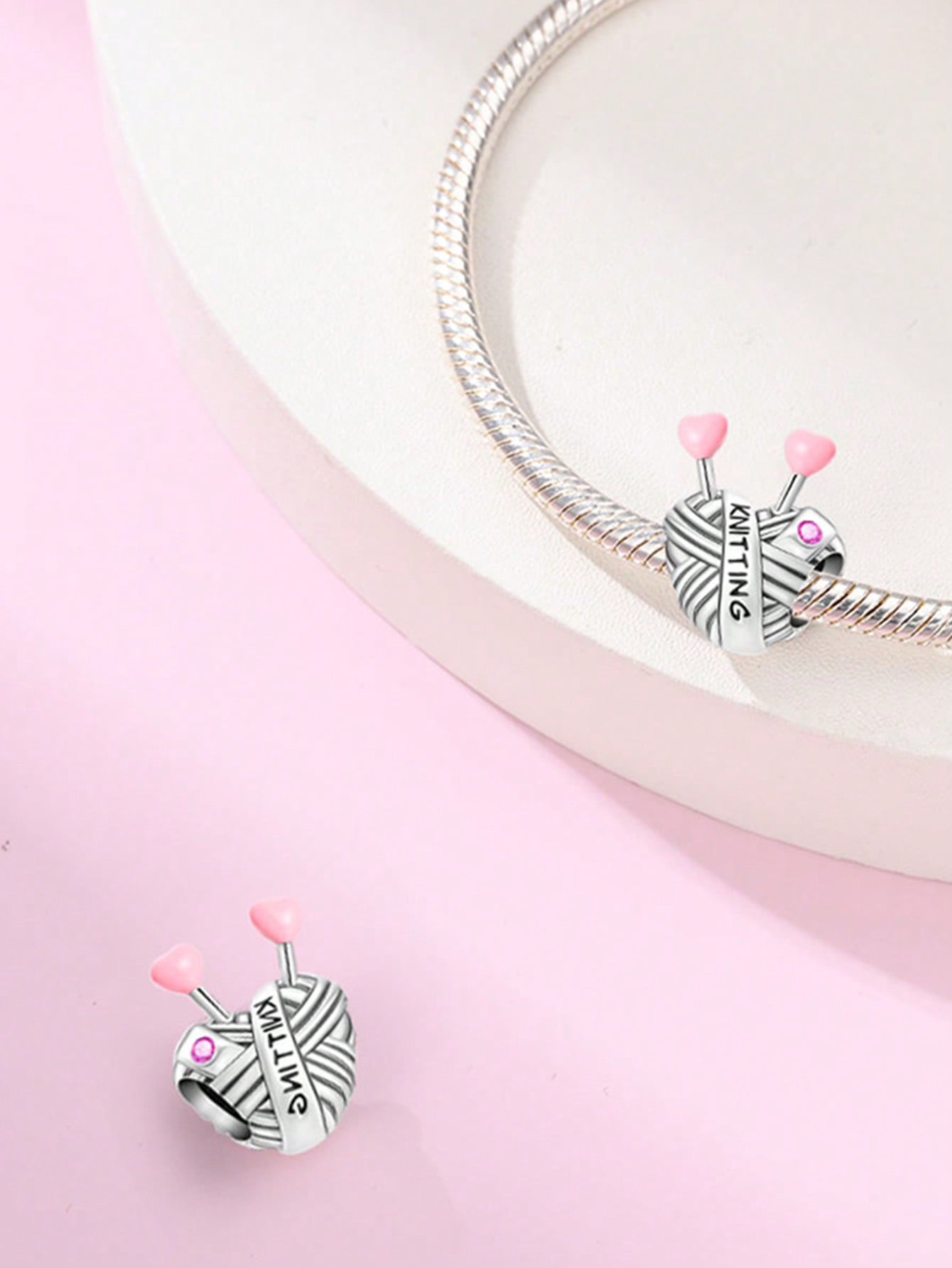 

Charm Bead Charms Plata Pink Bow Heart Alarm Clock Bead Charms Charm copper Plated Compatible With Charm Bead Charms Authentic Bracelets for Jewellery