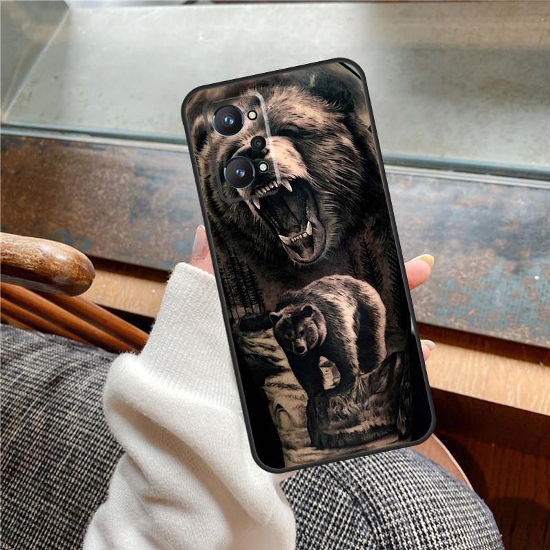 Cute Grizzly Bear Case For Realme 13 Pro Plus 11 12 14  C71 C75 C55 C51 C53 C25 C63 C61 C65 C67 GT6 GT7 15 Pro