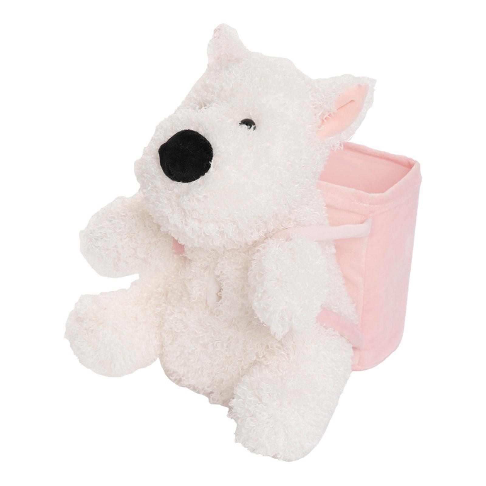 

For General Car Tissue Holder Cute Dog Plush Toy Trash Bins Creative Car Tissue Box Plush Zippered Cartoon Dog Trash Can One Size