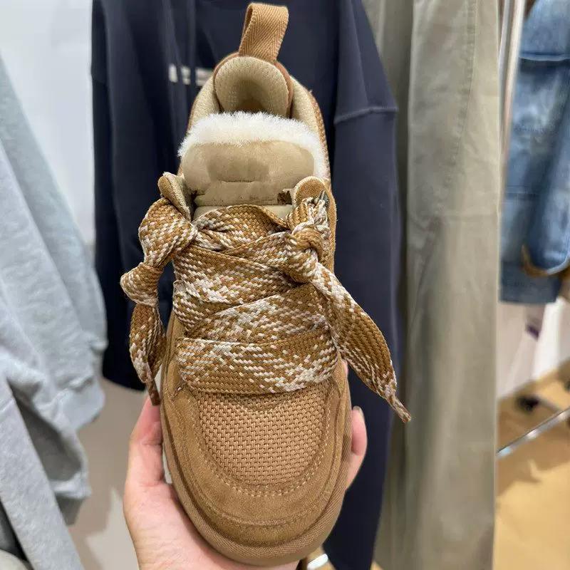 Sanpo Snow Boots - Winter Mel Woman Thick-soled Fur-embedded All-weather Leather Casual Shoes - Snow Boots