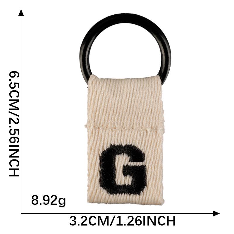 Korean-Inspired Couple Name Tag Backpack Keychain with 26 Letters Embroidered Ribbon