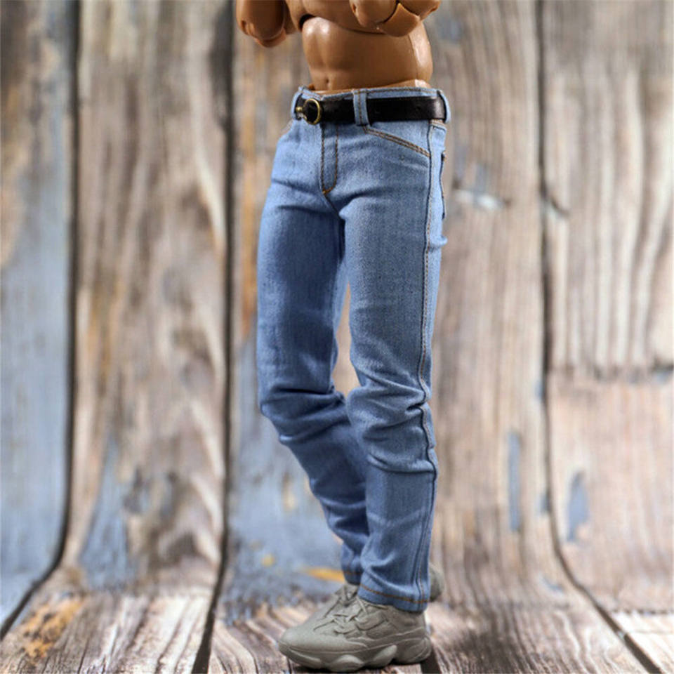 1/6 Scale Soldier Classic Jeans & Belt Model Toy for 12'' Male Action Figure Body Accessories