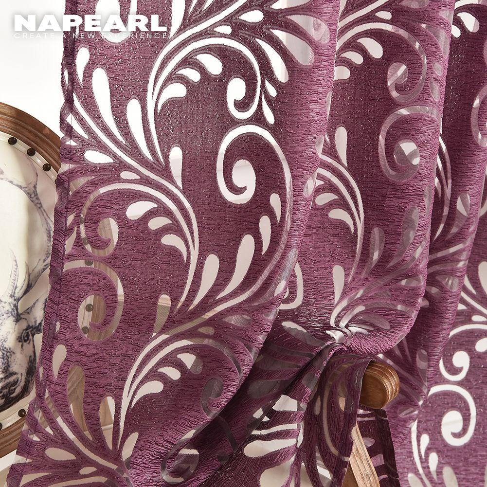 1PC Napearl Fashionable and Versatile European Retro Jacquard Solid Color Gauze Curtain for Living Room Bedroom Home Decor