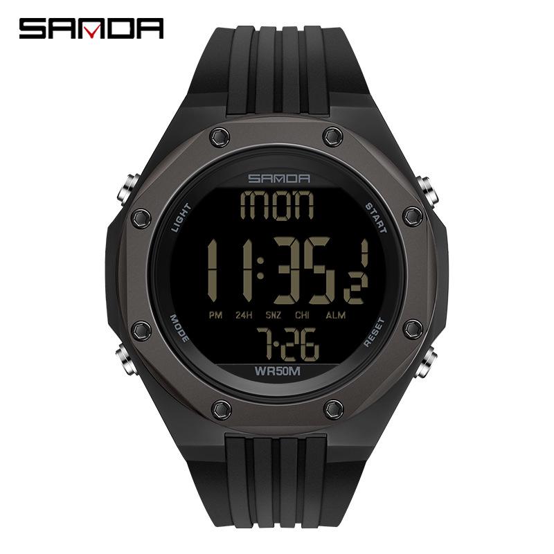 Sanda Men's Waterproof Digital Sports Watch with Backlight and Multifunctional Features