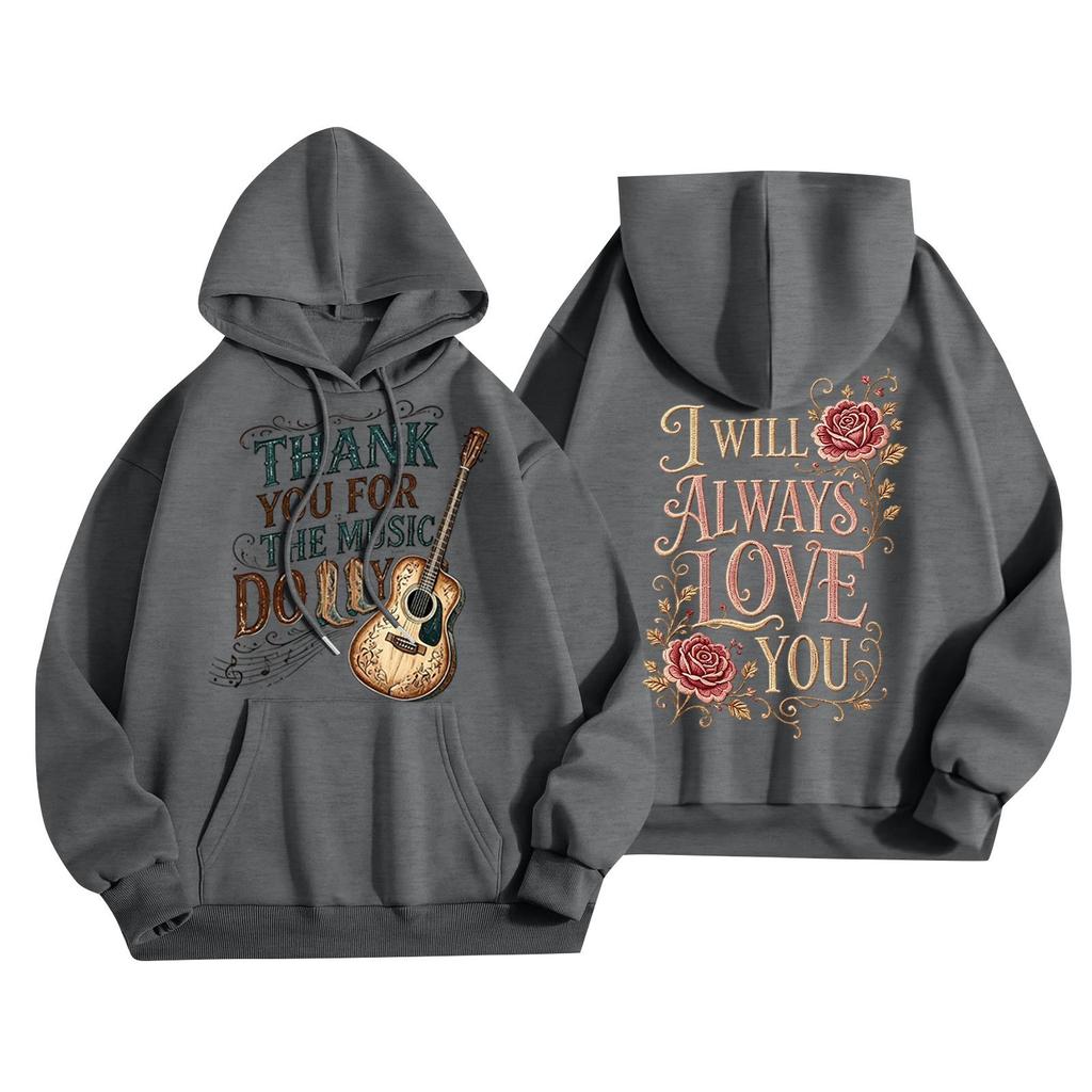 Women's Casual Loose Fit Hoodie with Letter Graphic