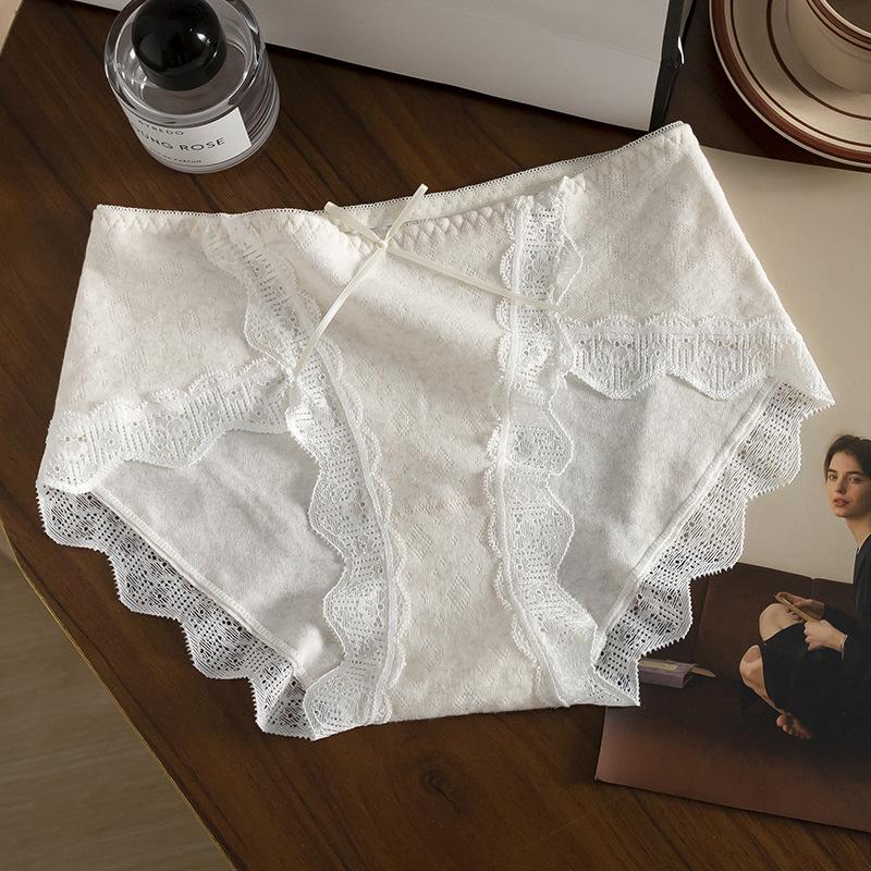 Women's Spring and Autumn Bowtie Class 7A Bacteriostatic High Split Cotton Crotch Hip Mid Waist Triangle Briefs
