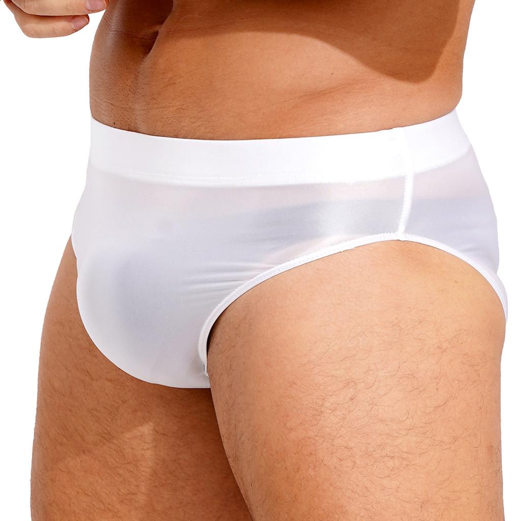 Glänzende High-Waist-Slips für Herren, einfarbig, mit elastischem Bund, Unterwäsche