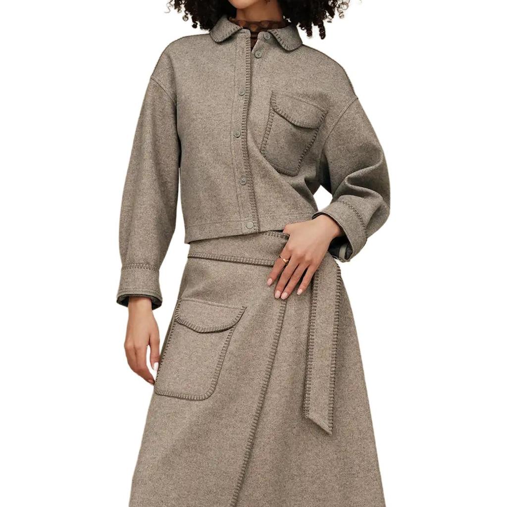 UGG Faux Fur Collar Single-Breasted Long Sleeve Jacket Women jackets 1172213-GRHE