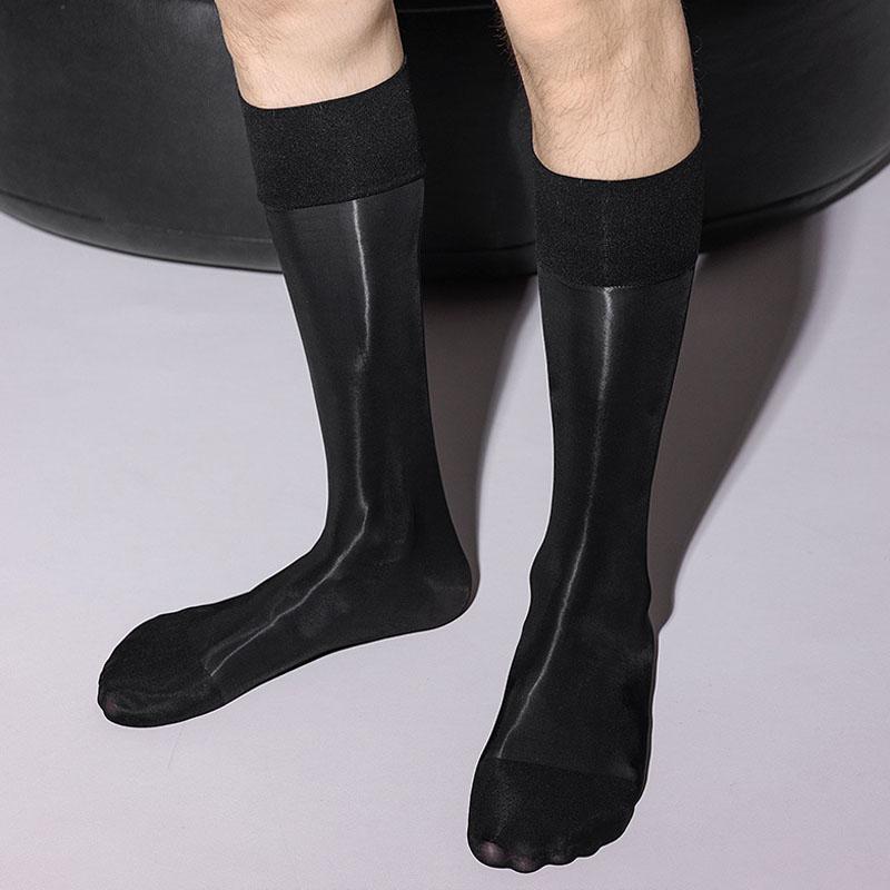 3 páry Pánské dlouhé ponožky Hedvábné Business Jednobarevné Tenké Nylonové Lehké Prodyšné Měkké Elastické Pod koleno Lýtko Formální oblečení Posádkové Společenské ponožky