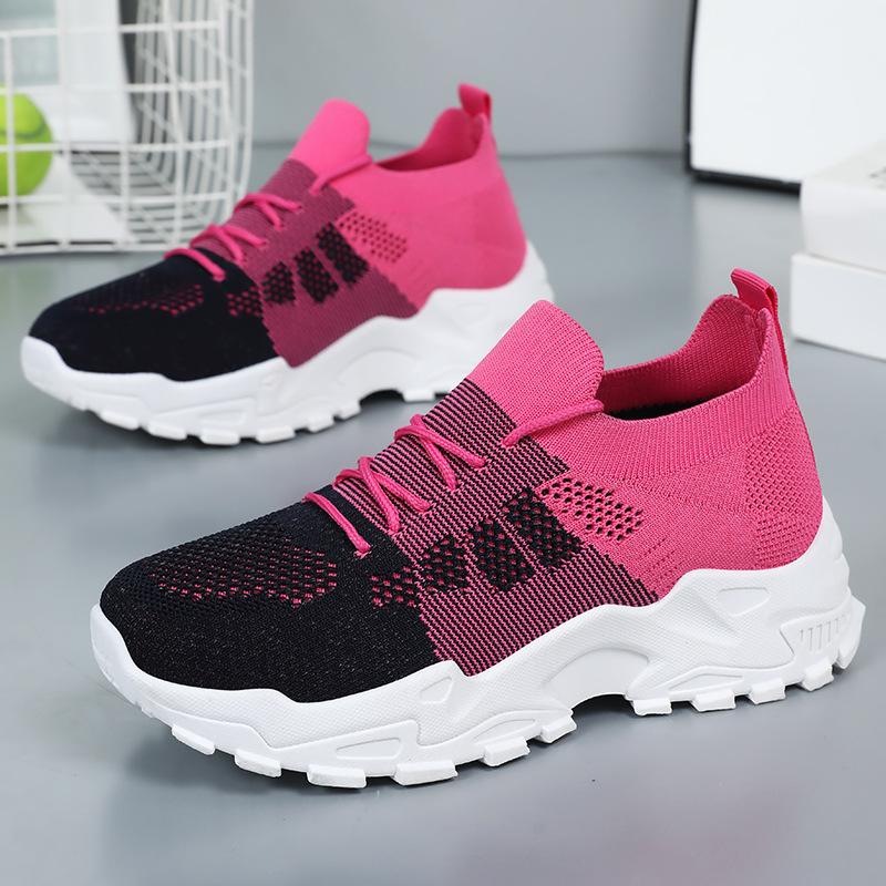 Shoes Women's Sports Shoes Summer New Versatile Women's Single Shoes Fly-woven Breathable Mesh Shoes Soft Sole Not Tired Feet Running Shoes
