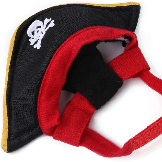 Cat Pirate Costume - Pet Hat, Skull Triangle Bandana, Halloween for Dogs Cats With Captain Headwear and Party Necklace