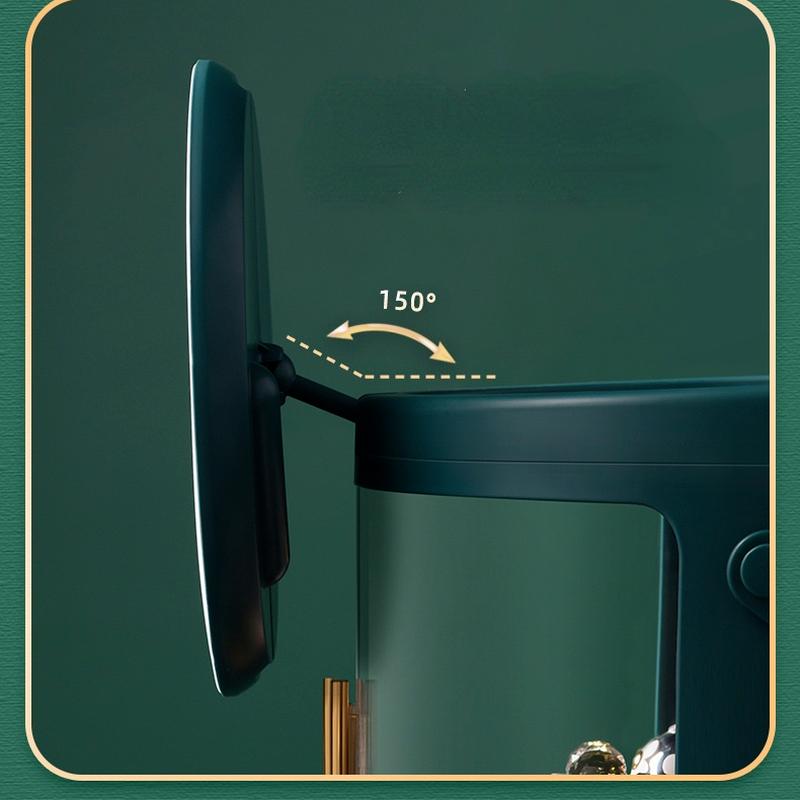 Cosmetic Storage Box Desktop Dustproof with Mirror Integrated Skin Care Products Dressing Table Shelf Makeup Box