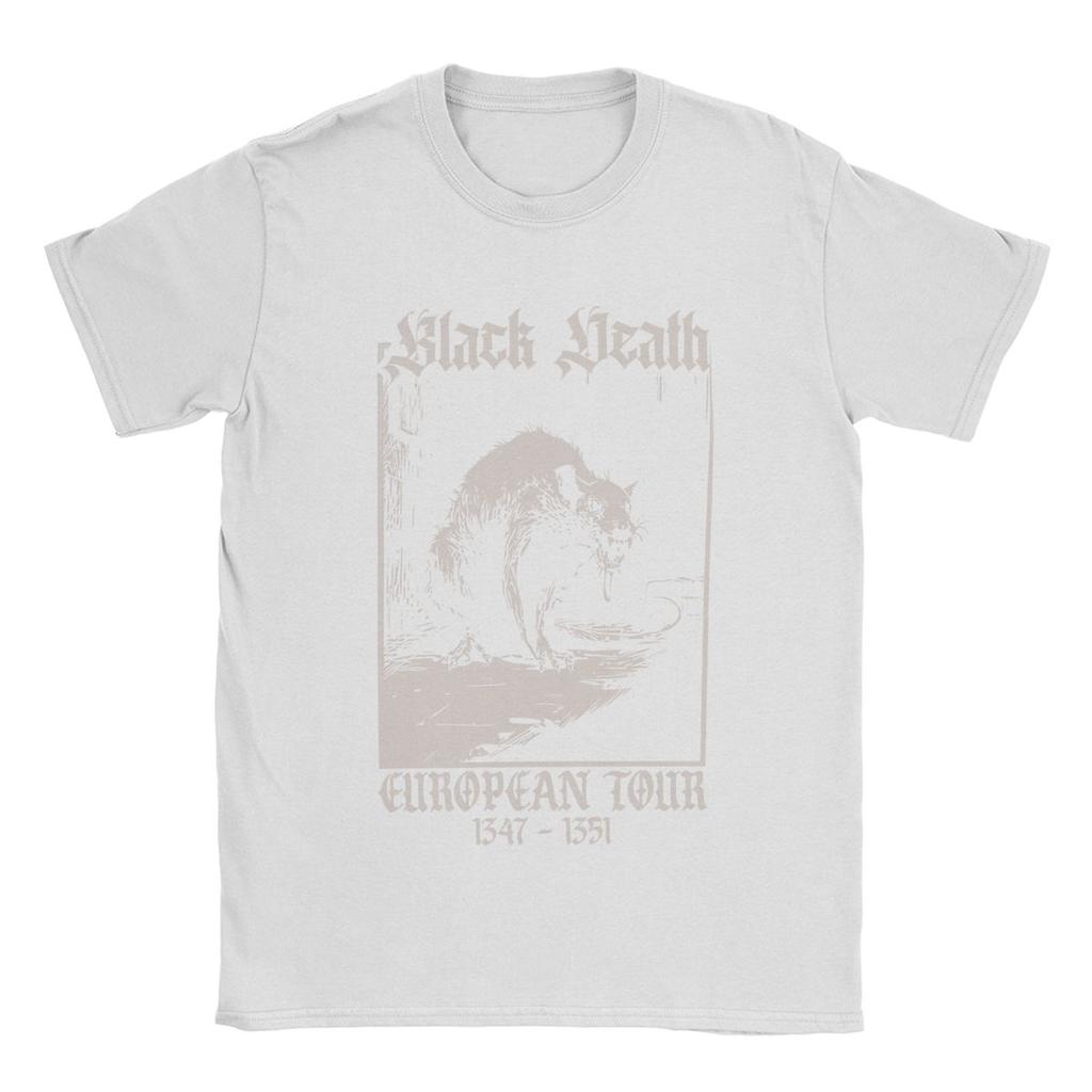 Black Death Medieval Rat Gothic Grunge T Shirts for Men 100% Cotton Vintage T-Shirt Horror Goth Tees Short Sleeve Clothes
