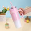 Big Mac gradual change ice cup 10oz straw handle car cup large capacity stainless steel thermos cup water cup