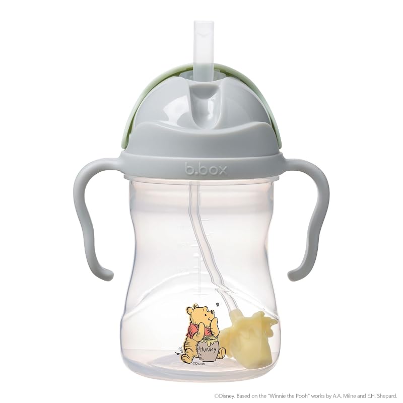 b.box Straw Mug - Leak-proof, Easy to Drink from Any Angle, Perfect for Baby Showers [Authentic b.box Product] [Disney Sippy Cup] (Winnie the Pooh,