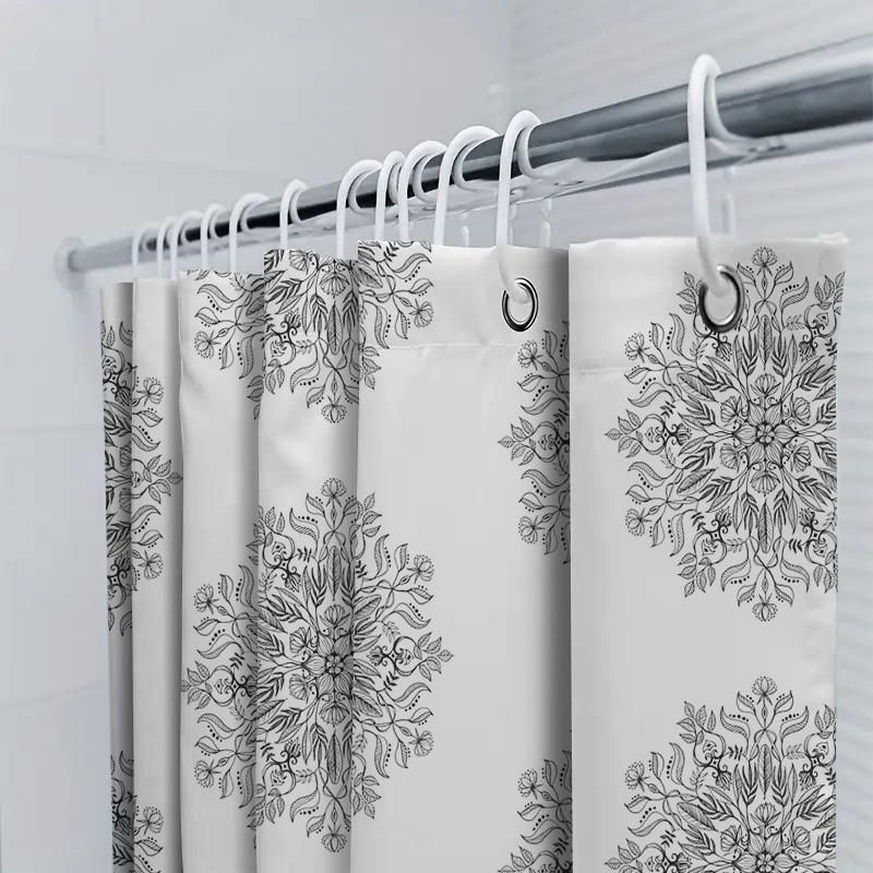 Shower Curtain Botanical Floral Pattern Nature Themed Bathroom Decor Vintage Rustic Farmhouse Home Decor Black And White Washabl