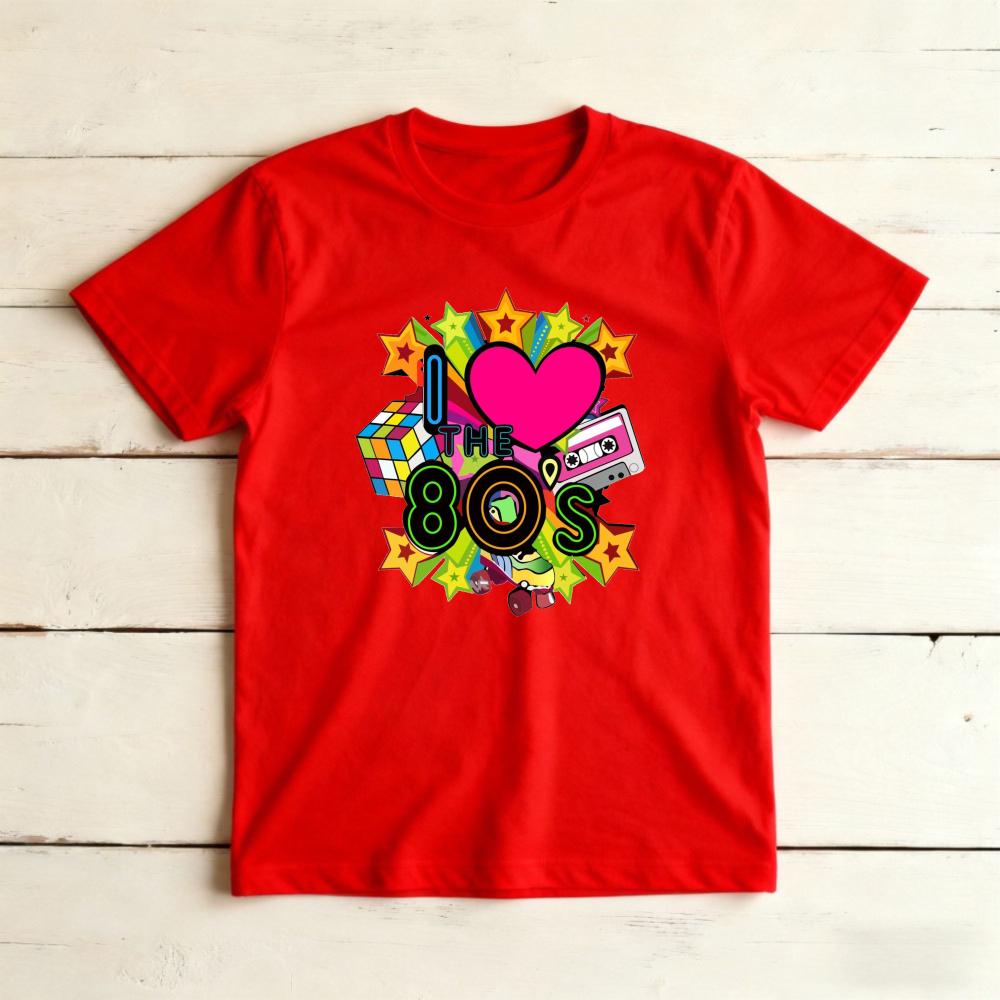 I Love The 80s Retro Cassette Rubik's Cube Star Graphicunisex Summer Cotton TShirt Vintage 80s Nostalgia Casual Short Sleeve Tee