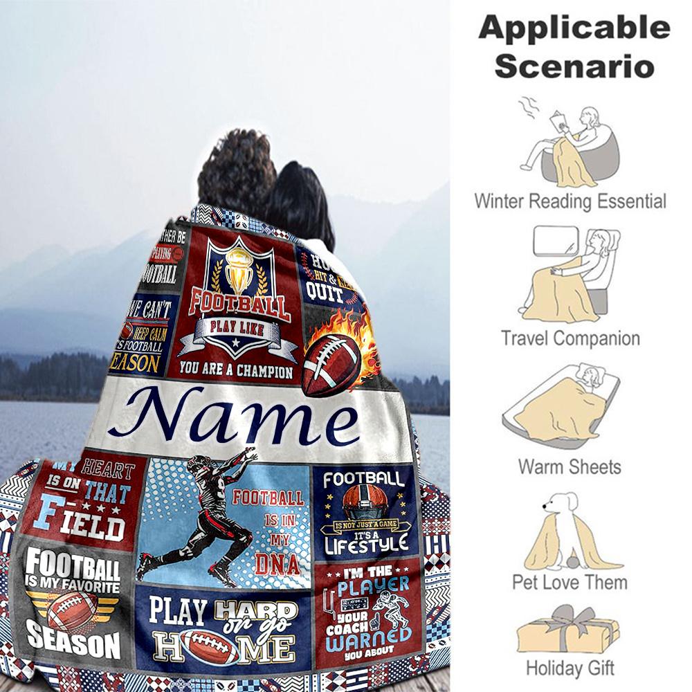 Rugby Player564 Customize Your Name Blanket Cozy Personalized Blanket Soft & Cozy Throw For Chair Seaside Livingroom Bed Four Seasons Universal