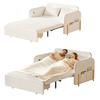 Divano Letto Convertibile 3 in 1, Divanetto Sleeper in Bouclé con Letto Estraibile e Cassetto, Divano Letto con Tasche Laterali, 2 Cuscini, Porte USB e Dorato