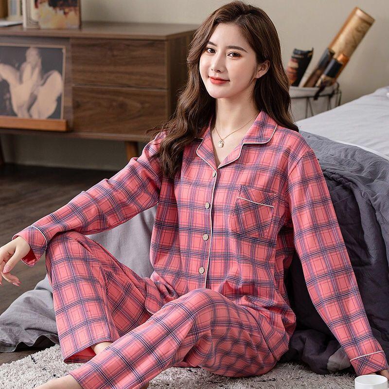 In the Elderly Pure Cotton Pajamas Women's Spring and Autumn Long-sleeved Middle-aged Mother Large Size Cardigan Set Old Lady Loungewear