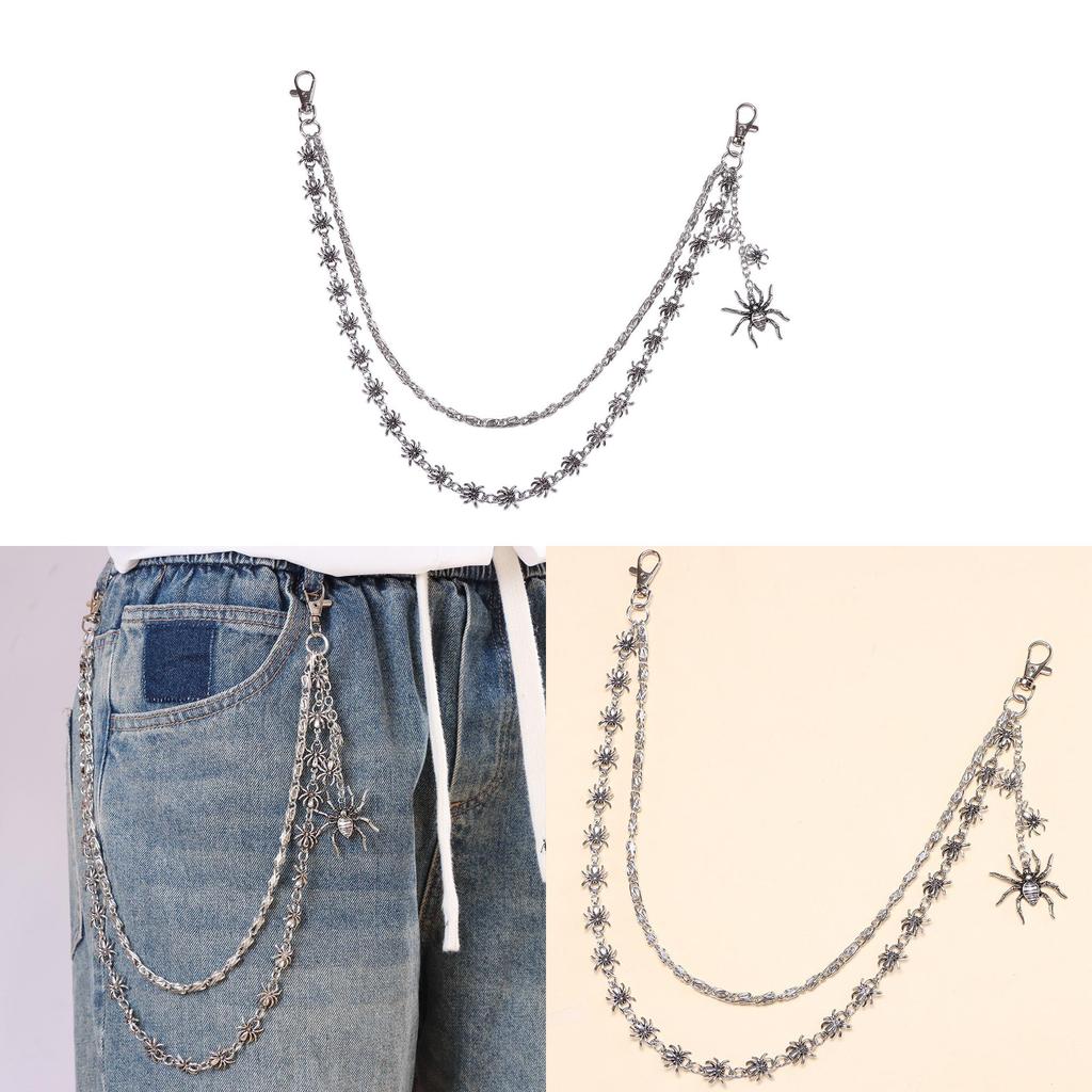 Dark Fantasy Waist Chain With Lobster Clasp And Double Layer Spider Design For Adults