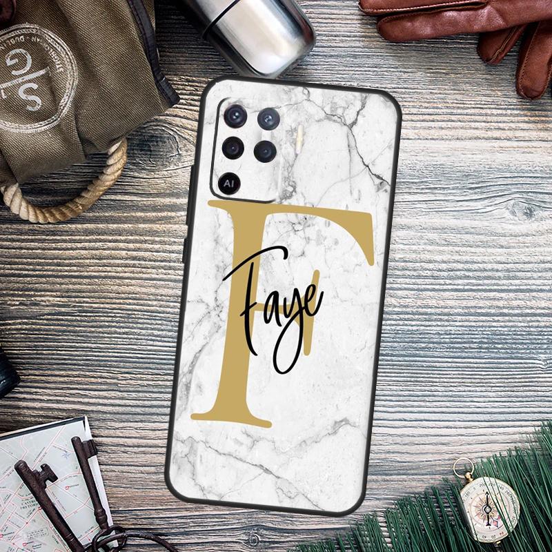 PERSONALIZED CUSTOM MARBLE INITIAL NAME Case For OPPO A78 A98 A58 A15 A17 A77 A5 A9 A53 A96 A76 A16 A54 A74 A94 A52 A72 A79 A57S