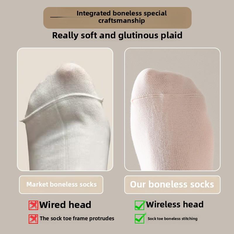 5 Pairs of Pure Cotton Boneless Anti Pilling Mid Calf Socks for Women In Autumn and Winter