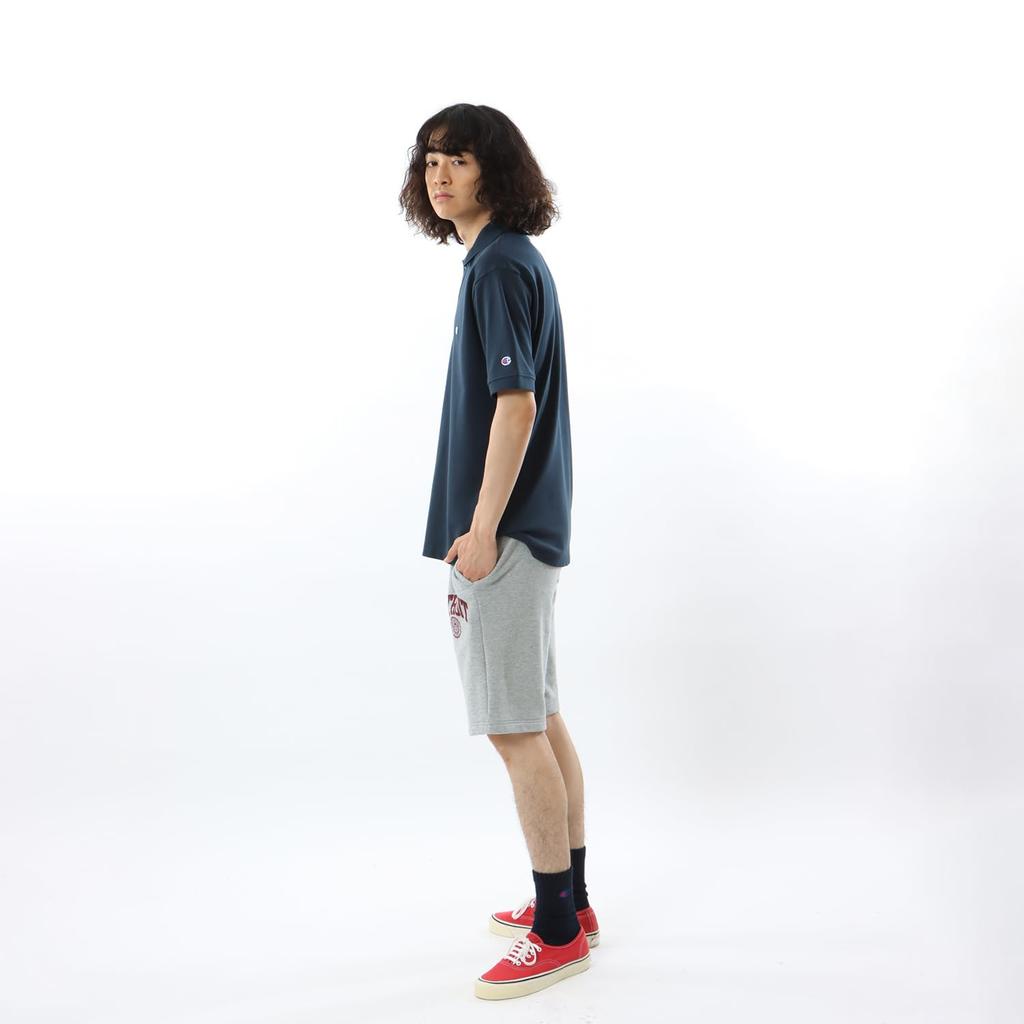 Polo Short One Point Short Sleeve Polo Basic L [Champion] Shirt, Sleeve, 100% Cotton, Embroidery, Logo, Shirt, C3-Z358Z, Men's, Navy,
