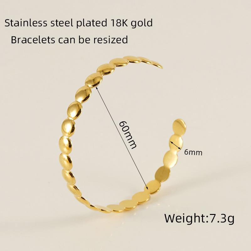 Retro Titanium Steel Adjustable C-Shaped Bangle - European & American INS Style Stainless Steel Women's Bracelet