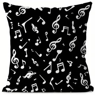 Home Decor Music Notes Pattern Pillowcase For Home Decor Pattern Cushion Cover Suitable For Sofa Bedroom Car Pillow Cover