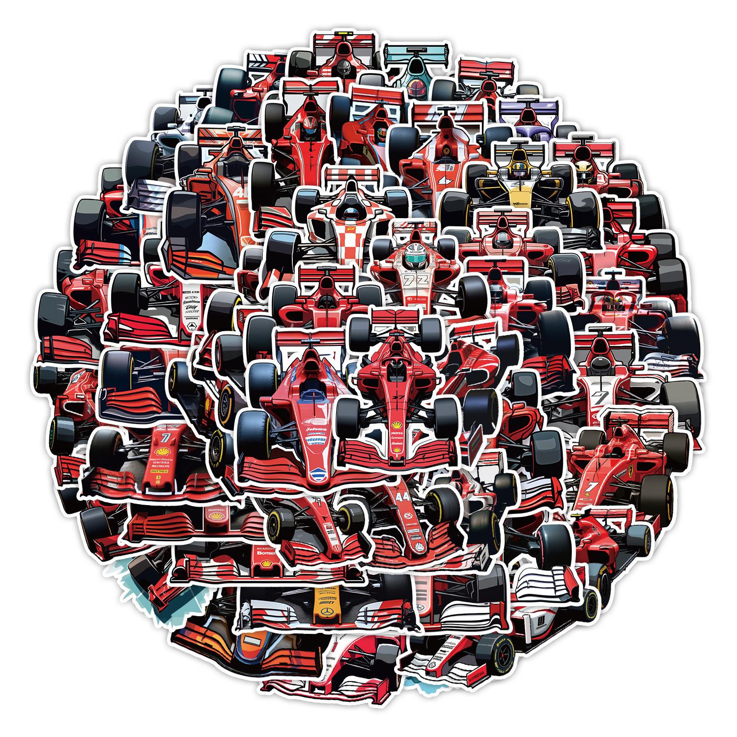 

50 Неповторяющихся наклеек для гонок Формулы 1, на мобильный телефон, на стакан для воды, водонепроницаемые декоративные наклейки, детские наклейки для DIY, для ручного учета
