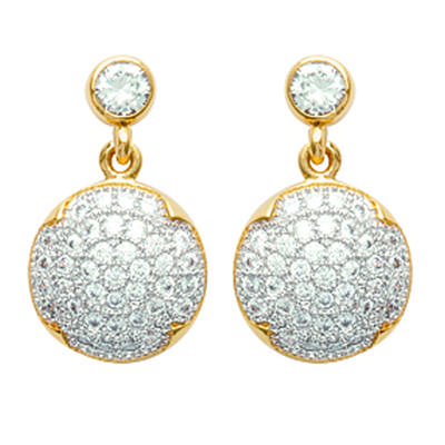 [K3843] - Gold Plated Earrings 'Déesse' Golden White - 16x10 Mm
