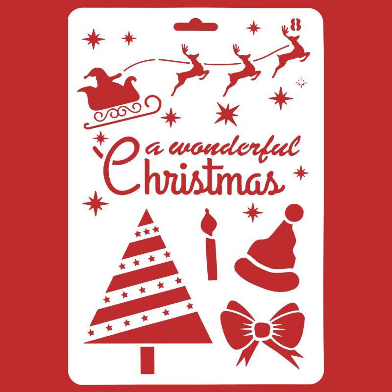 

FAIS DU Christmas Animal Print Cake Stencil Templates Decoration Reusable Cake Cookies Baking for Stencil Diy Craft Painting