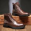 Fashion Genuine Leather Men's Boots Fashion British Style Riding Short Ankle Boots Outdoor Male Motorcycle Boots Travel High Top Shoes