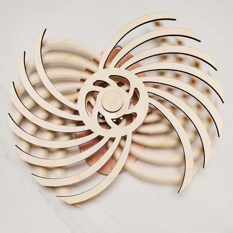 1PC Sculptures Artistic Ornaments Handmade Wooden Windmill Shape Moving Gifts Rotating Elegant Wall Hangings Gifts 35cm