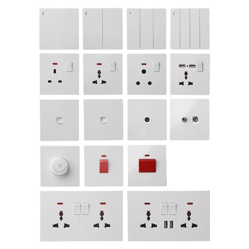 FALIANG 13A 2 Outlets AC 250V PC Material Multi Socket British Standard Modern White Color Luxury Multi-function Sockets