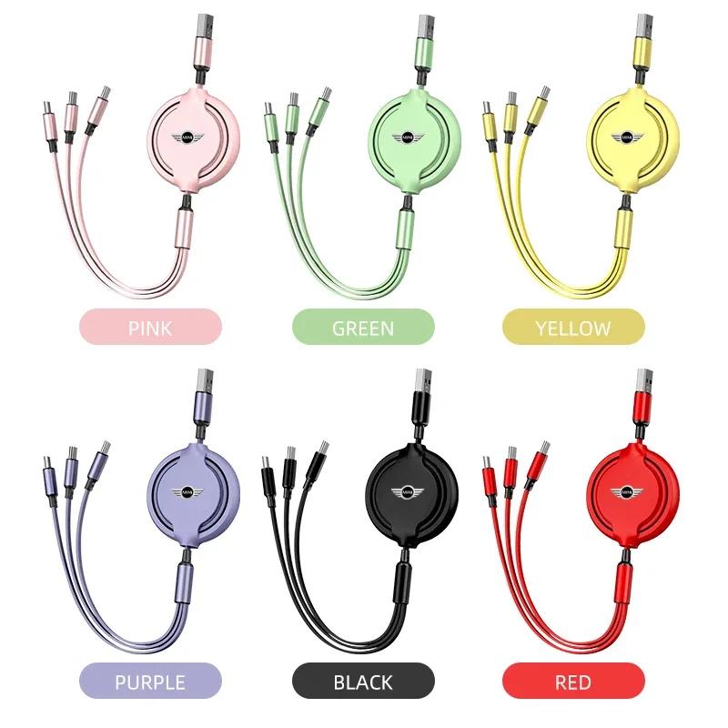3 In 1 Telescopic One To Three Mobile Charging Cable Car Charging Cable For BMW Mini Cooper Countryman Clubman R55 R56 R60 F54