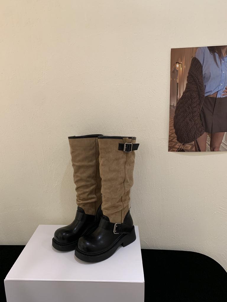 Coarse heel French western cowboy boots women's boots autumn and winter new tall stacking boots
