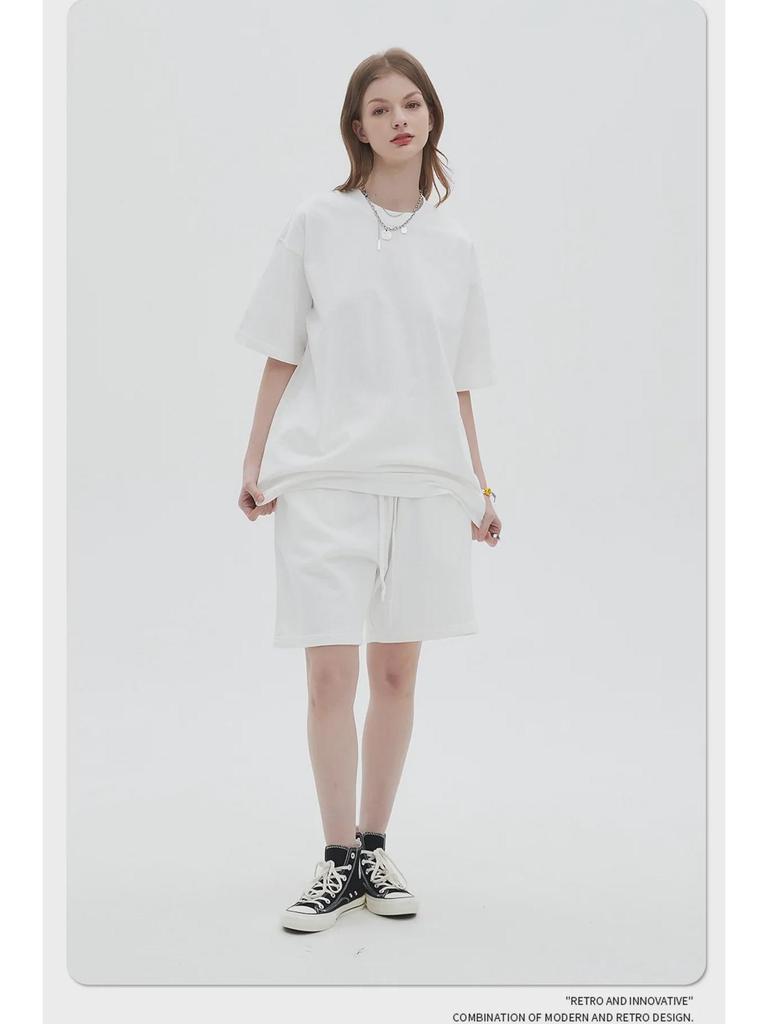 ARTIE Unisex 2025 Sommerkollektion: Gewaschene & Distressed Gefärbte Weiße Shorts & Kurzarm-Anzug