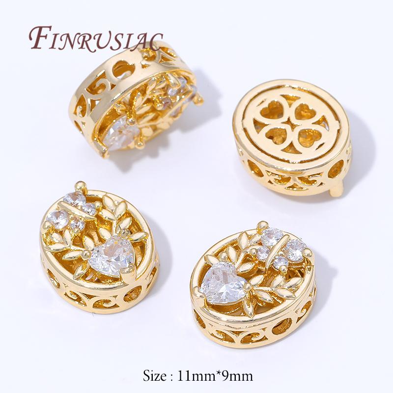 Style Multiple Plaqué Or 14K Perles Zircon pour Fabrication de Bijoux, Perles Espacement Métal, Perles Fleurs Rondes Séparateurs Accessoires DIY