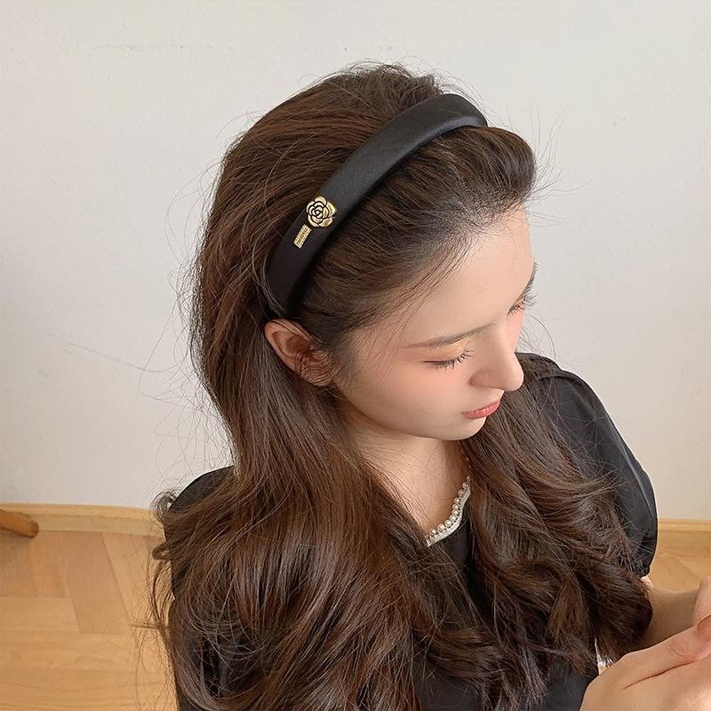 French retro sponge headband camellia decoration simple and elegant temperament hair band hair accessories