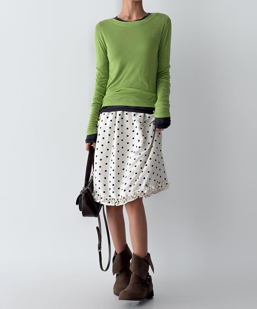 The Green Lab Dot Frill Skirt [Ivory]