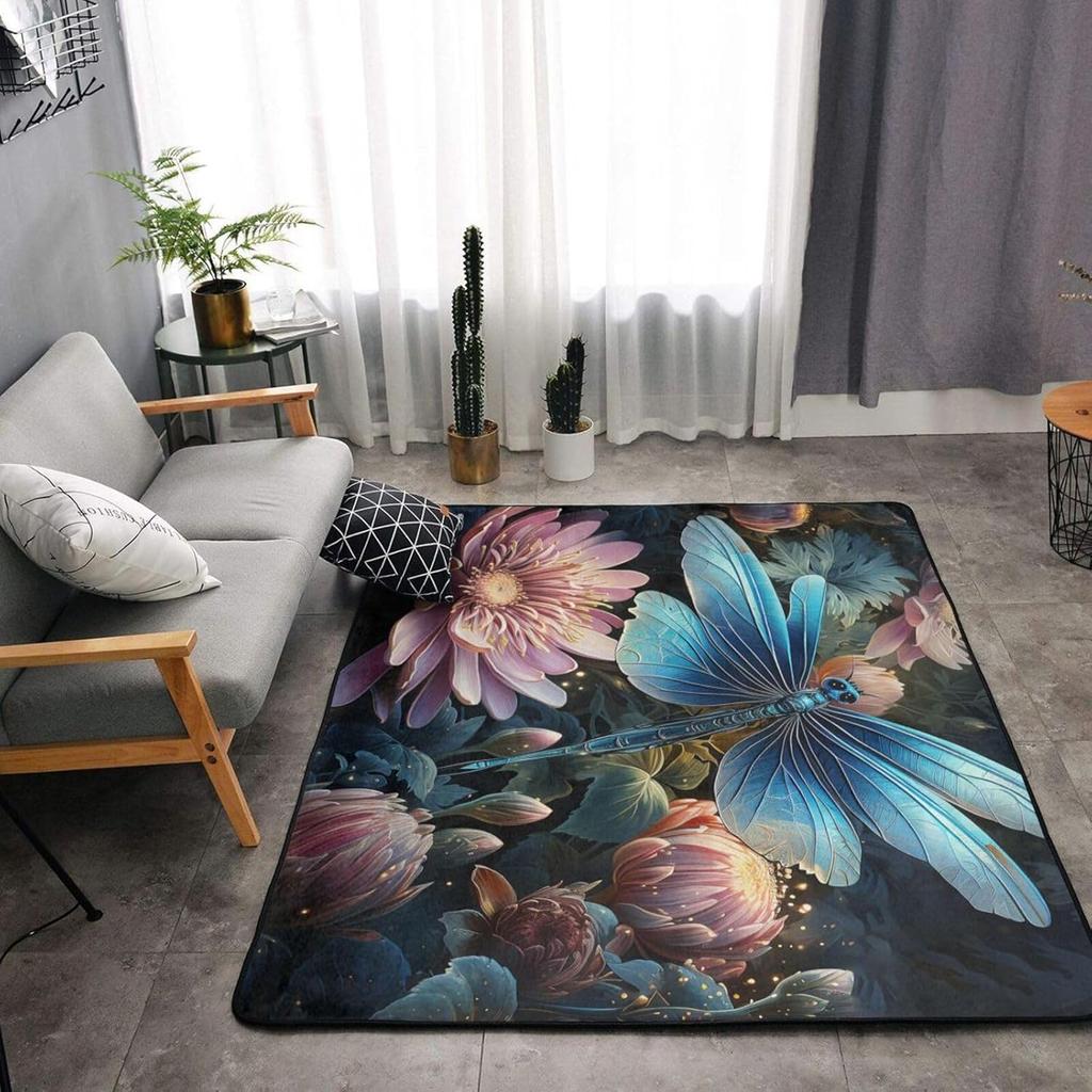 Non-Slip Doormat Low Profile Floor Mats Sugar Skull Rose Area Rug Entrance Mat Machine Washable Carpet for Bedroom Dining Room